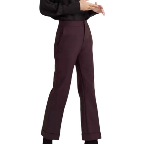 Club Monaco Plum Kick Flare Cuffed Pants Size 10 Excellent condition MSRP 179.00 - Picture 1 of 12